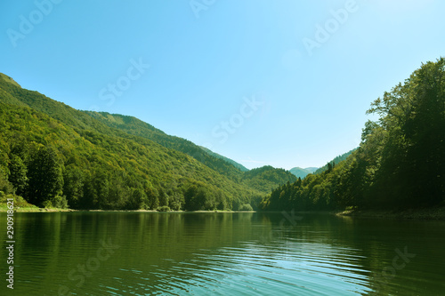 View of the lake and mountains. Montenegro. Europe