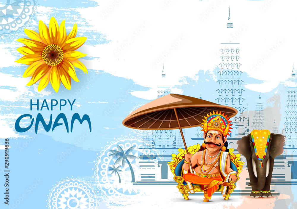 Obraz premium easy to edit vector illustration of Happy Onam holiday for South India festival background