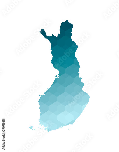 Obraz na plátne Vector isolated illustration icon with simplified blue silhouette of Finland map
