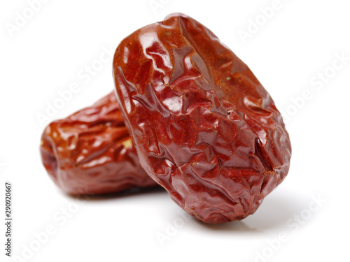 Dried red date or Chinese jujube on white background.