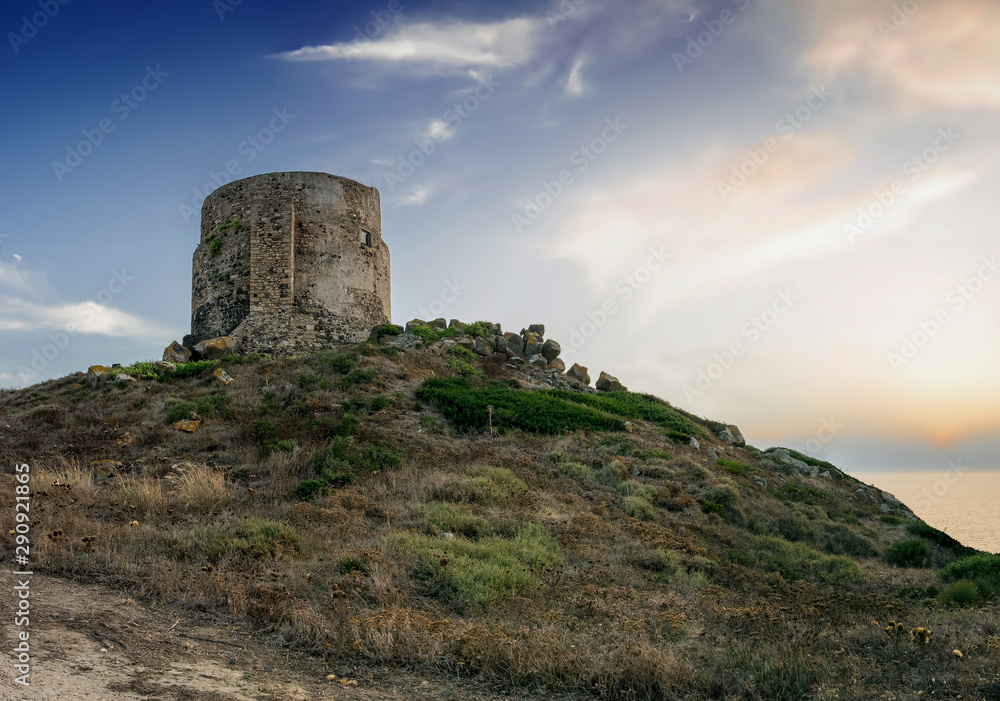 Coastal Tower of San Giovanni di Sinis, Cabras, Oristano - West coast of Sardinia	