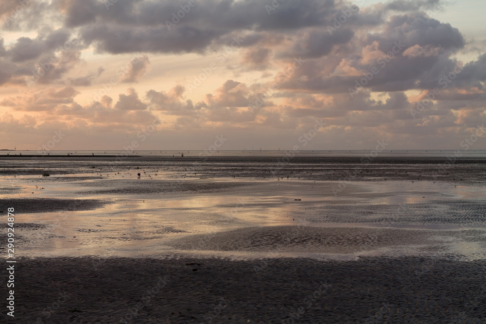 Cuxhaven Wadden Sea at Sunset (North Sea of Germany)
