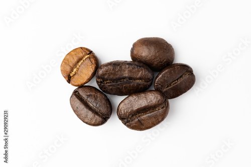 Close up of a coffee bean  Roasted coffee beans isolate on white background