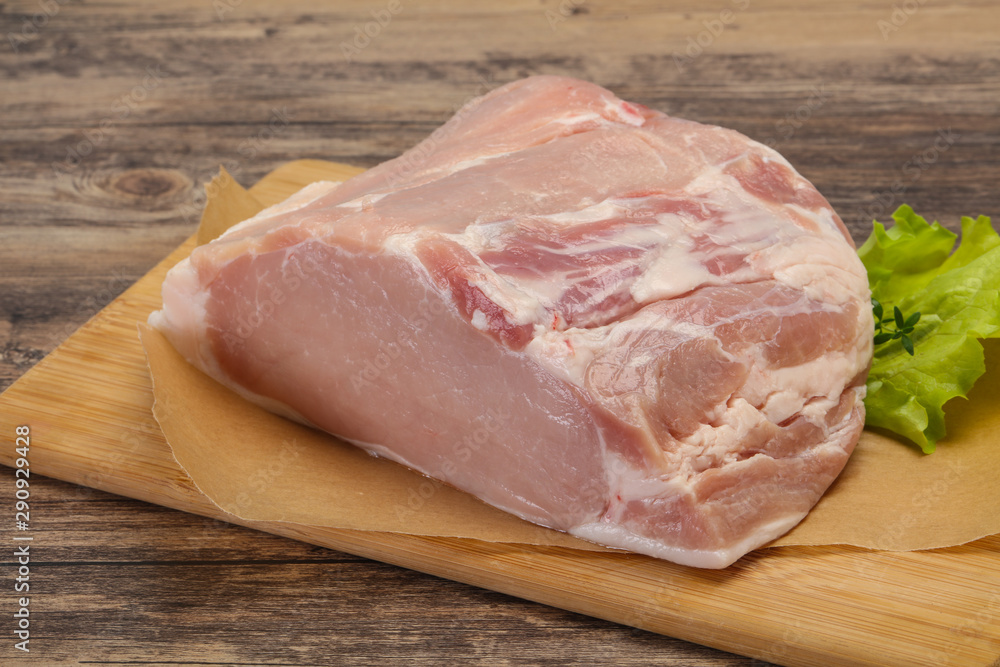 Raw pork meat piece for cooking