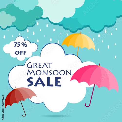easy to edit vector illustration of great monsoon sale and promotion advertisement banner background template