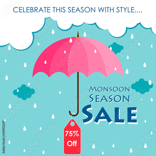 easy to edit vector illustration of great monsoon sale and promotion advertisement banner background template
