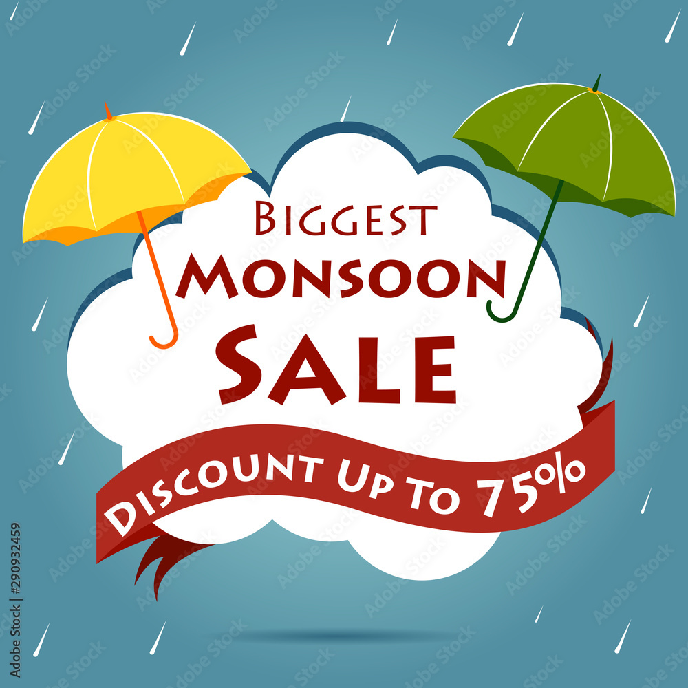 Obraz premium easy to edit vector illustration of great monsoon sale and promotion advertisement banner background template