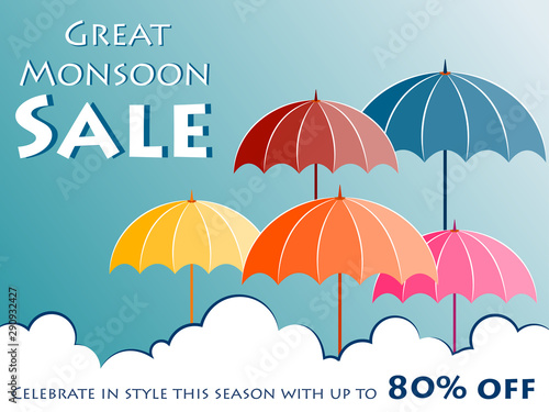 easy to edit vector illustration of great monsoon sale and promotion advertisement banner background template