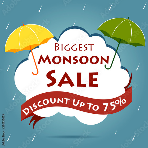 easy to edit vector illustration of great monsoon sale and promotion advertisement banner background template