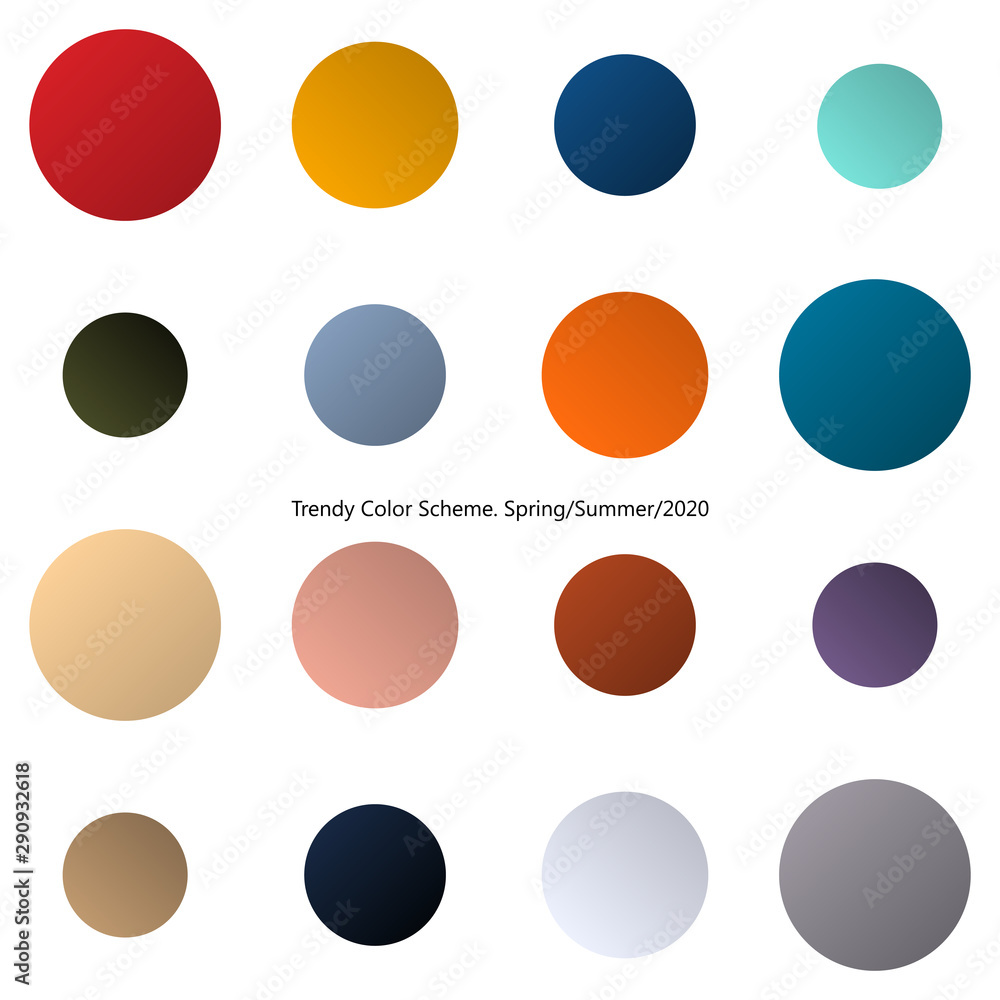 Trendy color scheme by gradient. Spring and summer 2020