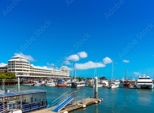 Billede på lærred Port in Cairns, Australia. Copy space for text.