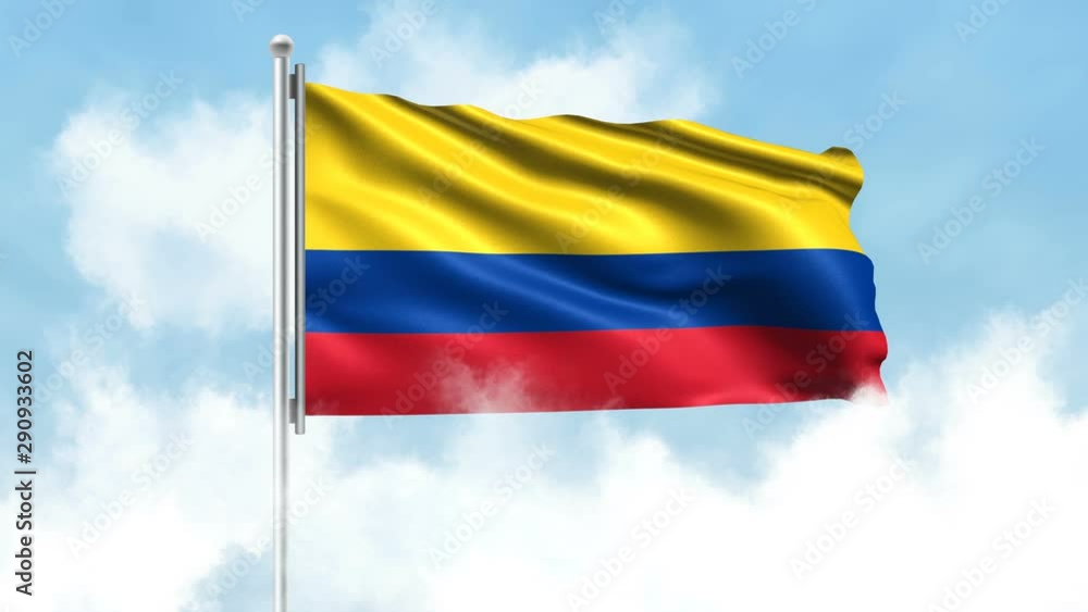 Colombia flag waving with Clouds sky Background - Seamless Loop 4K Colombia flag waving with Clouds sky Background - Seamless Loop 4K