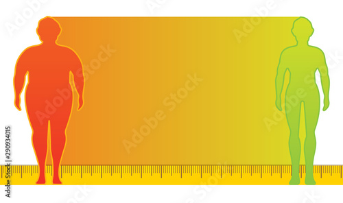 Man with a obesity. Excess weight problem, fat, health care, unhealthy lifestyle concept design.	