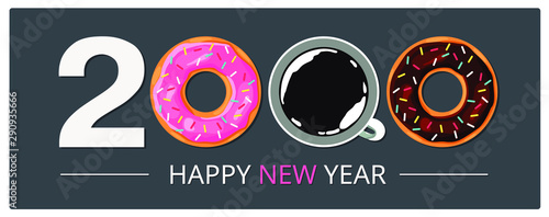 Symbol of the new year. Colorful picture. gray background. Vector illustration.