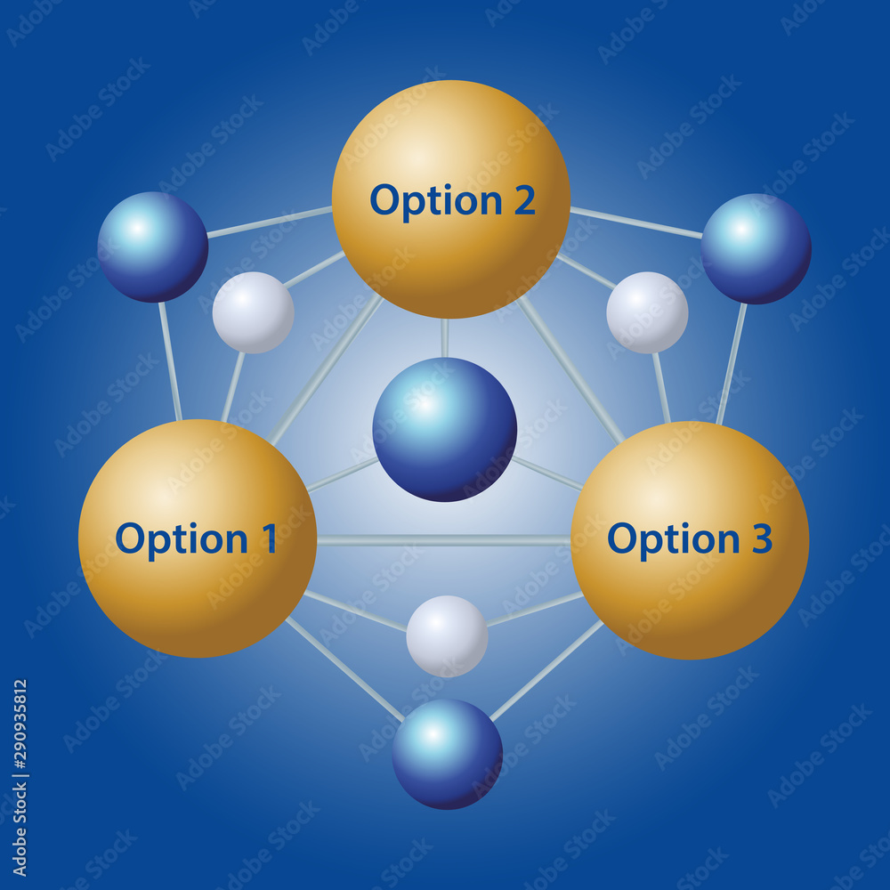 Abstract molecule structure on blue color background. Atoms infographic. 3d  molecular structure. Blank space for your content, template, communication,  business and web design. Stock Vector | Adobe Stock