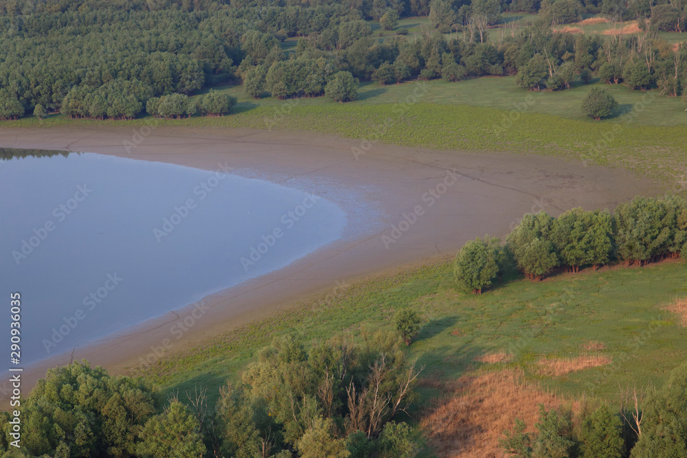 Aerial view of Kopački rit in spring, Croatia