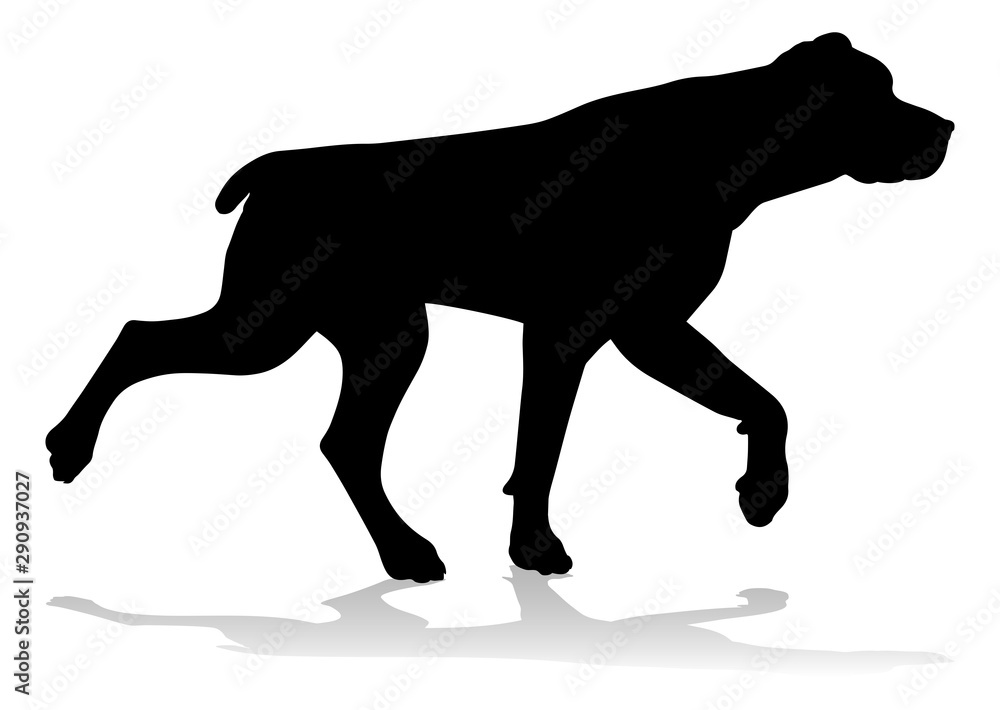 A detailed animal silhouette of a pet dog A detailed animal silhouette of a pet dog