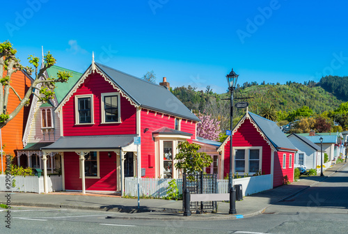 View of buildings on a historic south street, Nelson, New Zealand. photo