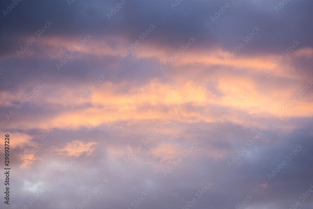 gently violet yellow clouds background