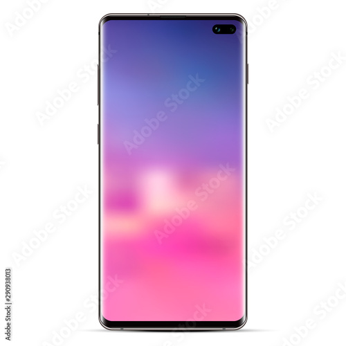 New modern frameless smartphone with color screen isolated on white background. Vector eps10
