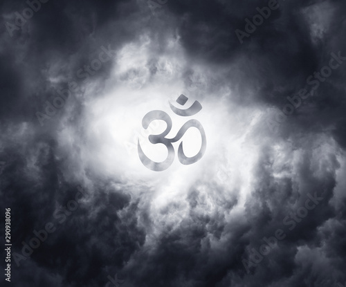 Scary epic sky with menacing clouds. Hurricane wind with a thunderstorm. Stock background, photo