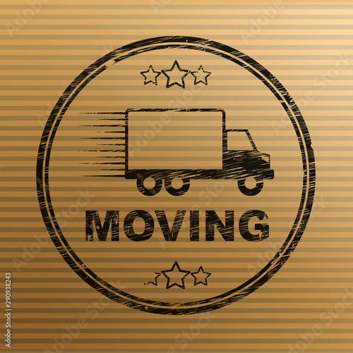 Moving house concept icon means relocating using delivery transport - 3d illustration photo