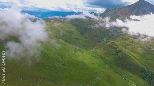 Drone shot above the French Alps in summer 12