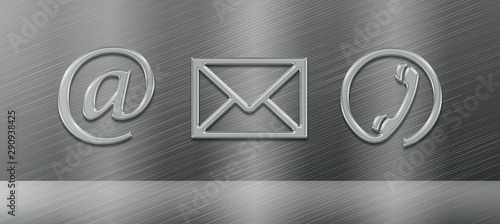 Kommunikations Icons auf Metall Hintergrund photo