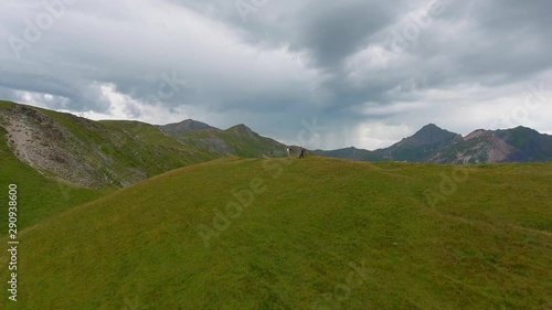 Drone shot above the French Alps in summer 15