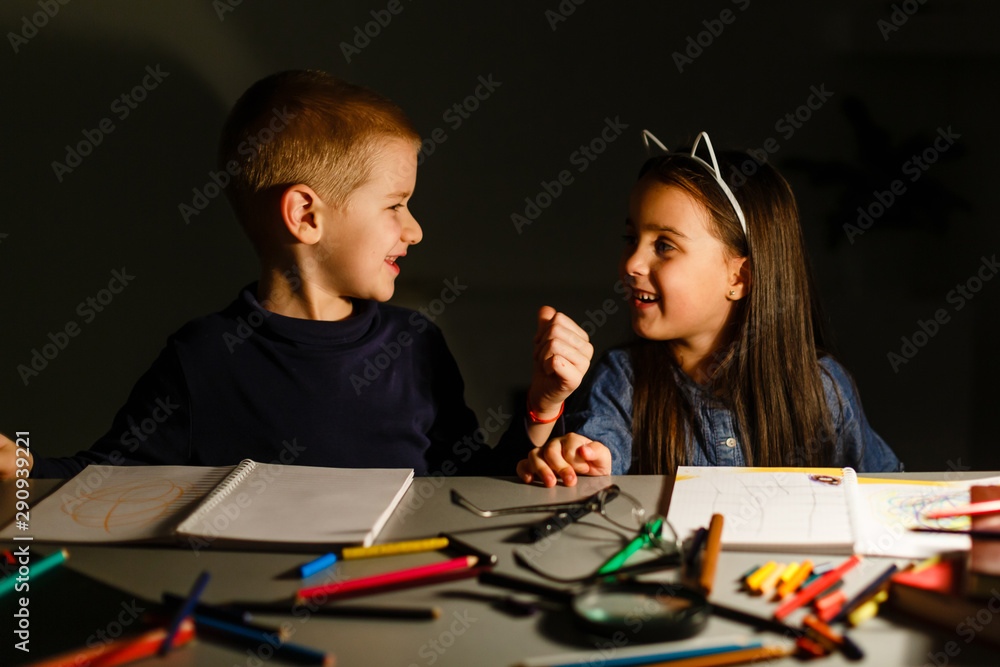 children do homework at night