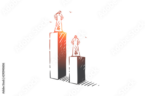 Envy, inequality, leadership concept sketch. Hand drawn isolated vector