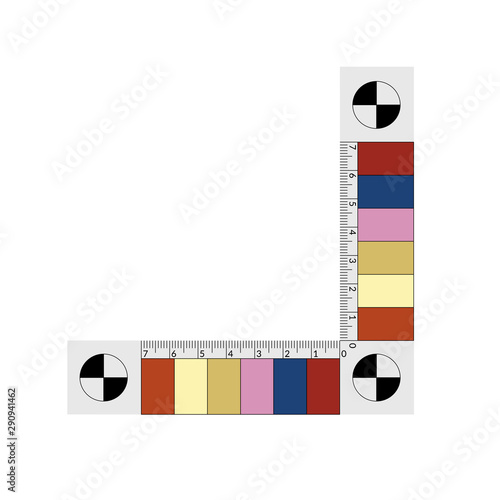 Forensic ruler with a color samples of a bruise age.