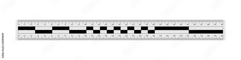 White Evidence Ruler Forensic ruler for the measuring of a crime scene evidence. Stock ...