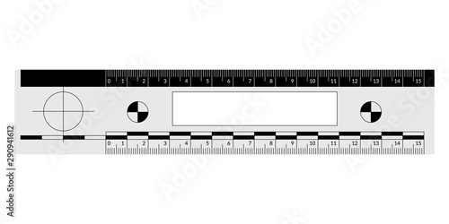 Forensic ruler for the measuring of a crime scene evidence.