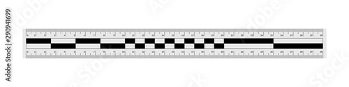 Forensic ruler for the measuring of a crime scene evidence.