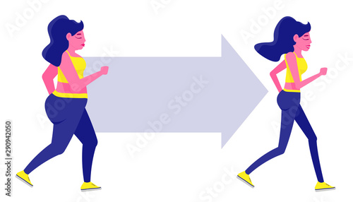 Weight loss. Woman with a obesity. Excess weight problem, fat, health care, unhealthy lifestyle concept design.