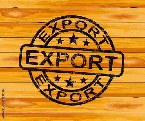 Export concept icon showing exportation of goods and products - 3d illustration photo