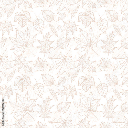 Beautiful falling leaves seamless pattern, hand drawn detailed leaves, autumn design, great for textiles prints, banners, wallpapers, wrapping - vector surface design © TALVA