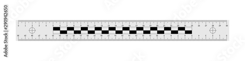 Forensic ruler for measuring crime evidence and gathering a clues.