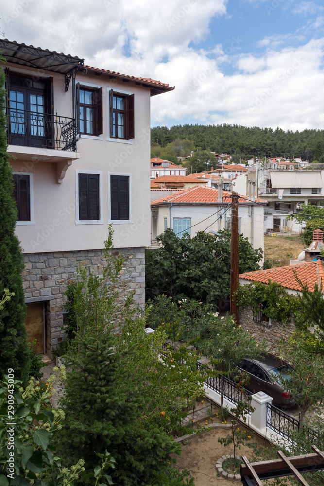 Typical Street and old houses in old town of Xanthi, Greece