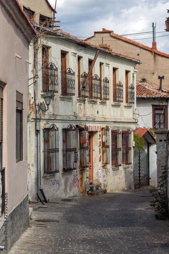 Typical Street and old houses in old town of Xanthi, Greece