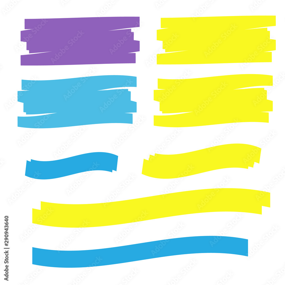 Marker marks. Yellow marker text selection vector Marker marks. Yellow marker text selection vector