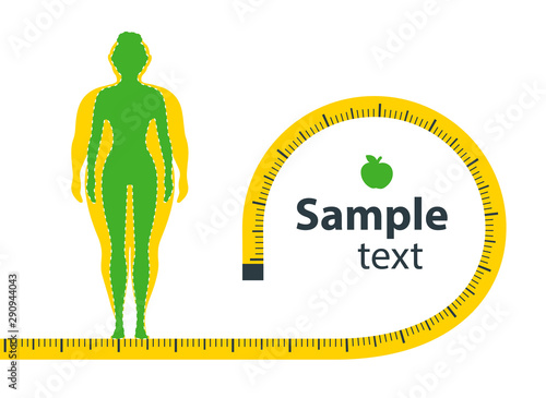 Weight loss. Woman with a obesity. Excess weight problem, fat, health care, unhealthy lifestyle concept design.