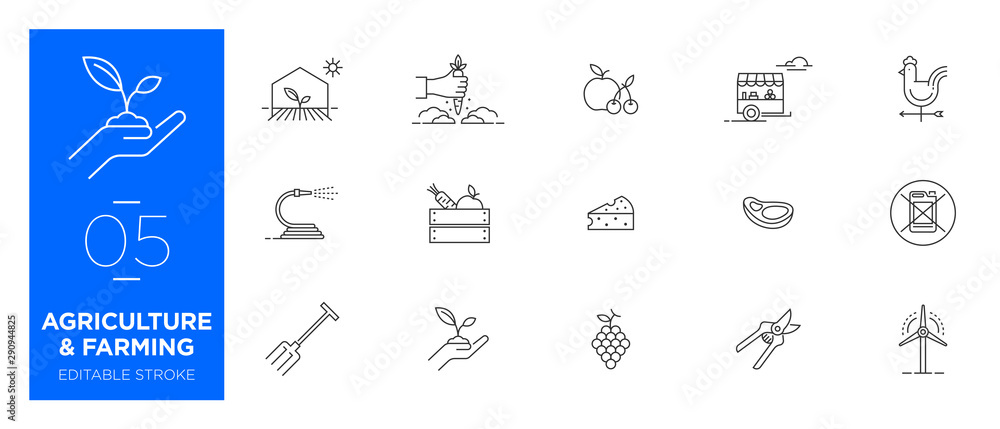 Set of Agriculture and Farming line icons - Modern icons Set of Agriculture and Farming line icons - Modern icons