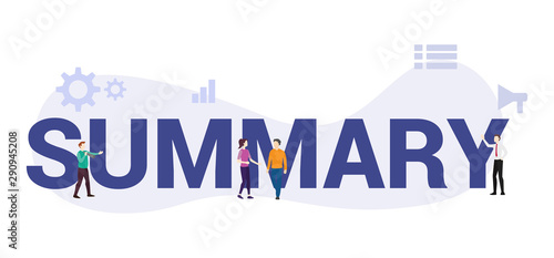 summary concept with big word or text and team people with modern flat style - vector photo