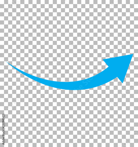blue arrow icon on transparent background. flat style. arrow logo concept. arrow icon for your web site design, logo, app, UI. arrow indicated the direction symbol. curved arrow sign.