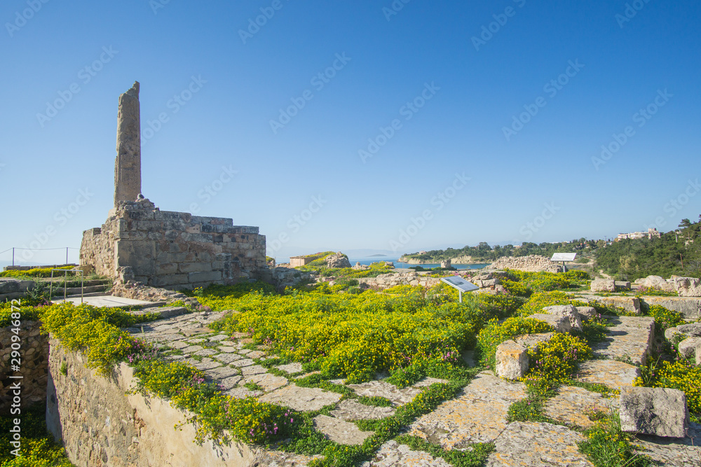 A beatiful sunny day in Aegina island in Greece  