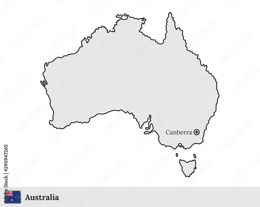 Fototapeta Australia vector map with the capital city of Canberra