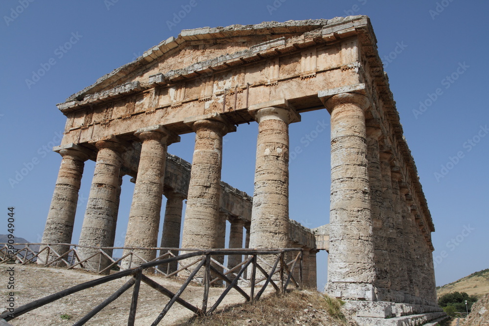 Calatafimi Segesta, Italy - 1 July 2016: The Doric style temple in the archaeological park of the ancient city of Segesta Calatafimi Segesta, Italy - 1 July 2016: The Doric style temple in the archaeological park of the ancient city of Segesta