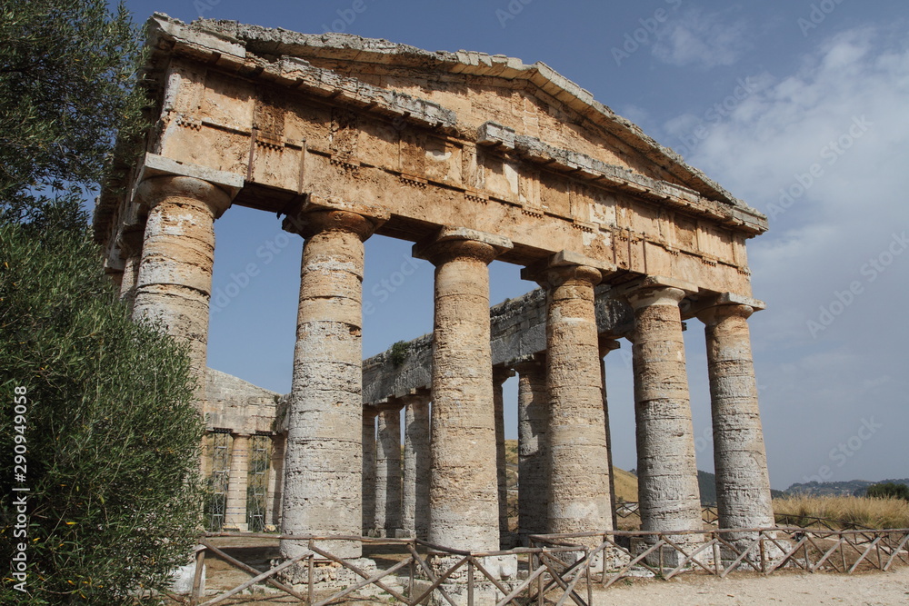 Calatafimi Segesta, Italy - 1 July 2016: The Doric style temple in the archaeological park of the ancient city of Segesta Calatafimi Segesta, Italy - 1 July 2016: The Doric style temple in the archaeological park of the ancient city of Segesta